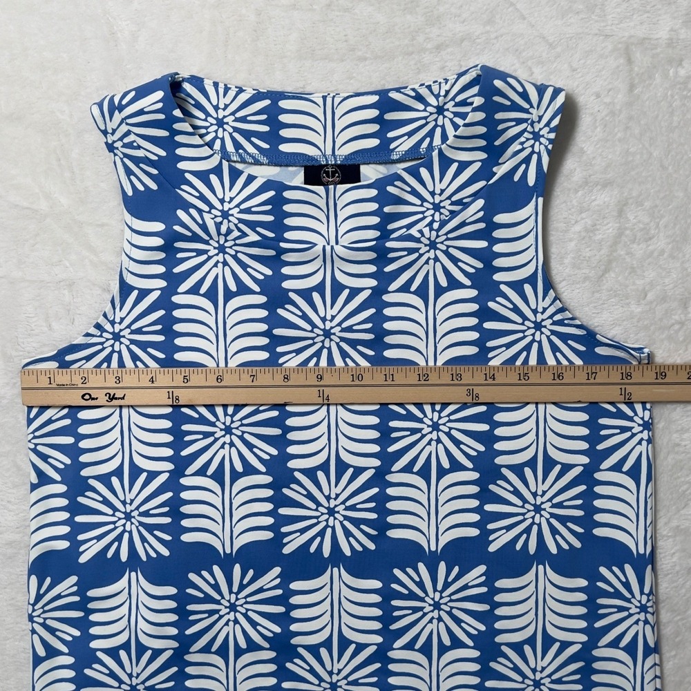 Sailor-Sailor Sleeveless Shift Dress Womens Sz M Blue White Printed Beach - Picture 5 of 7